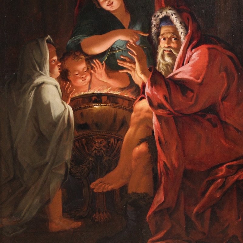 Grande quadro del XVIII secolo, allegoria dell’inverno-photo-4
