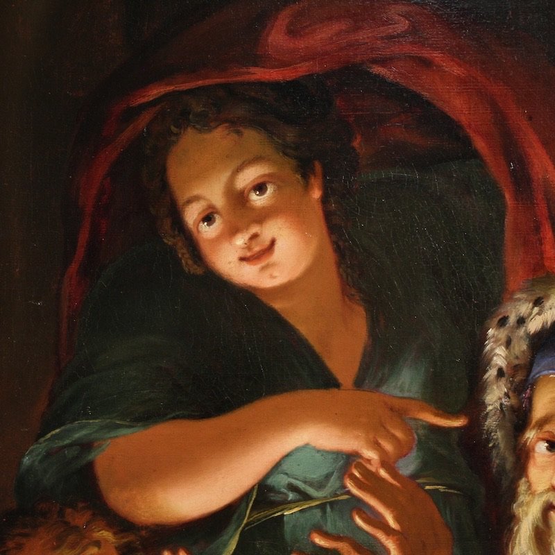 Grande quadro del XVIII secolo, allegoria dell’inverno-photo-2