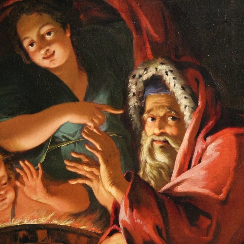 Grande quadro del XVIII secolo, allegoria dell’inverno-photo-8