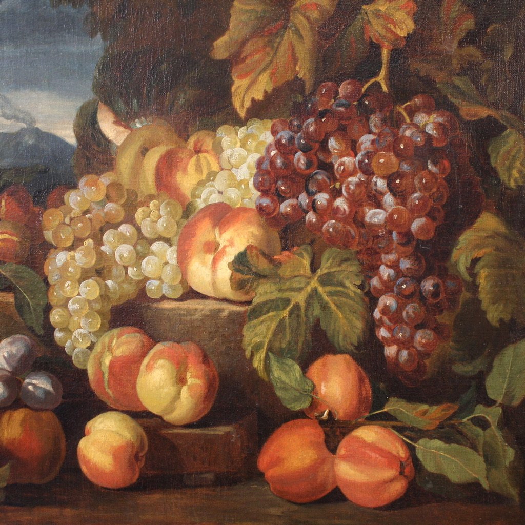 Antico dipinto italiano del XVII secolo, natura morta con frutta-photo-4