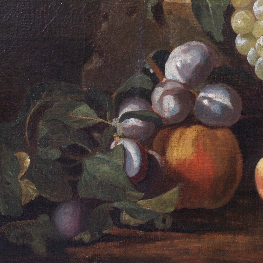 Antico dipinto italiano del XVII secolo, natura morta con frutta-photo-2