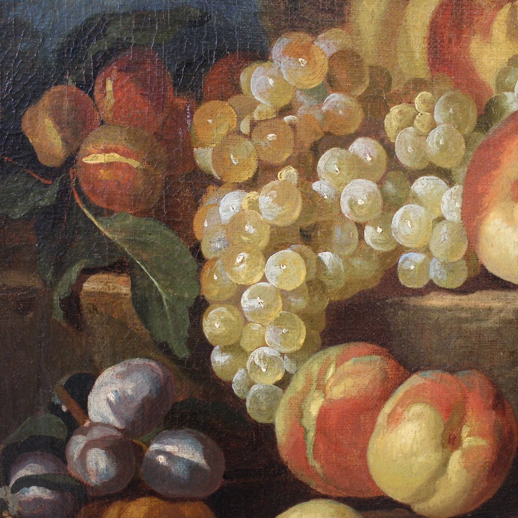 Antico dipinto italiano del XVII secolo, natura morta con frutta-photo-4