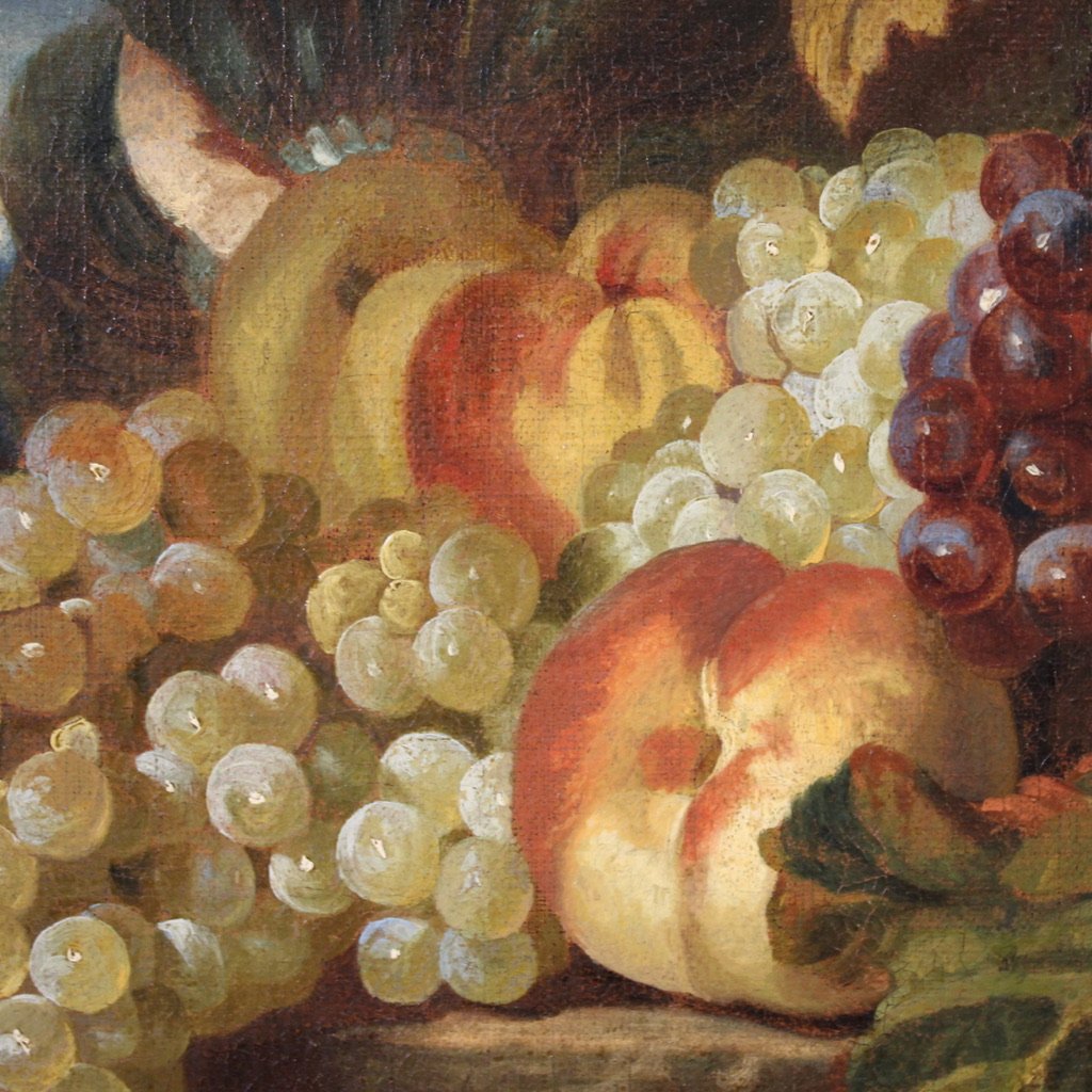 Antico dipinto italiano del XVII secolo, natura morta con frutta-photo-6