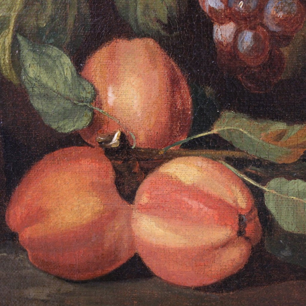 Antico dipinto italiano del XVII secolo, natura morta con frutta-photo-7