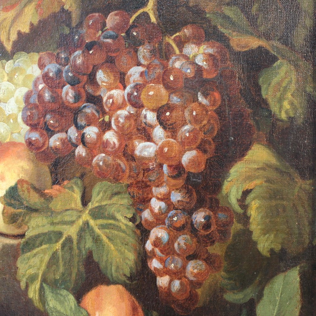 Antico dipinto italiano del XVII secolo, natura morta con frutta-photo-8