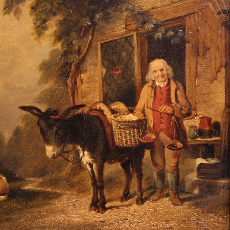 Antico dipinto inglese scena campestre datato 1866-photo-4