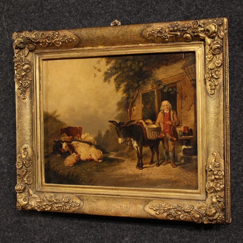 Antico dipinto inglese scena campestre datato 1866-photo-7