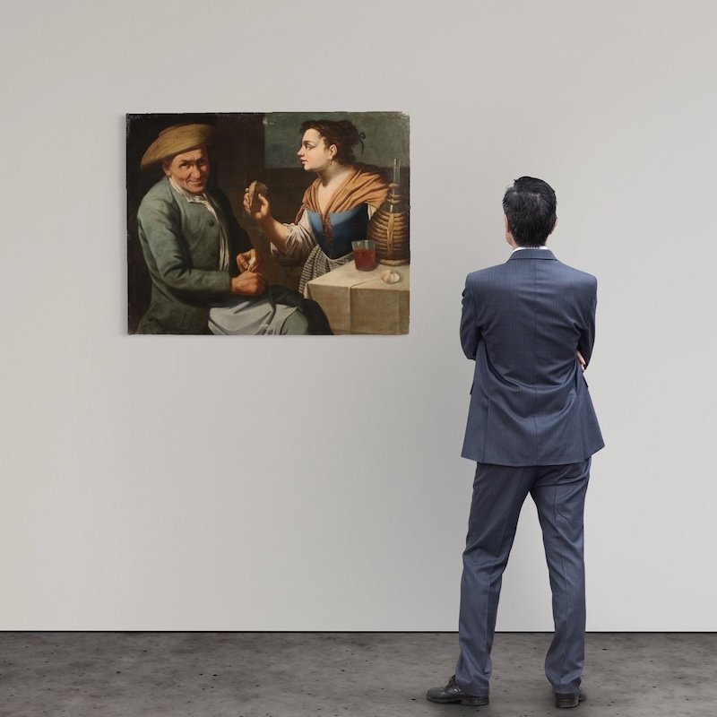 Antico quadro lombardo del XVII secolo, scena d’interno-photo-2