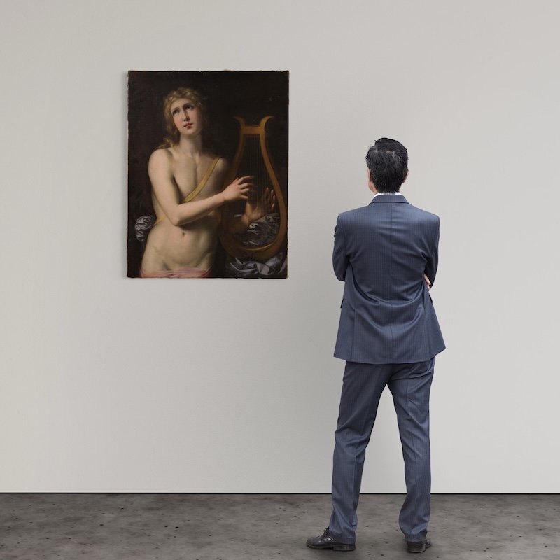 Antico dipinto mitologico del XVII secolo, Apollo suona la lira-photo-2