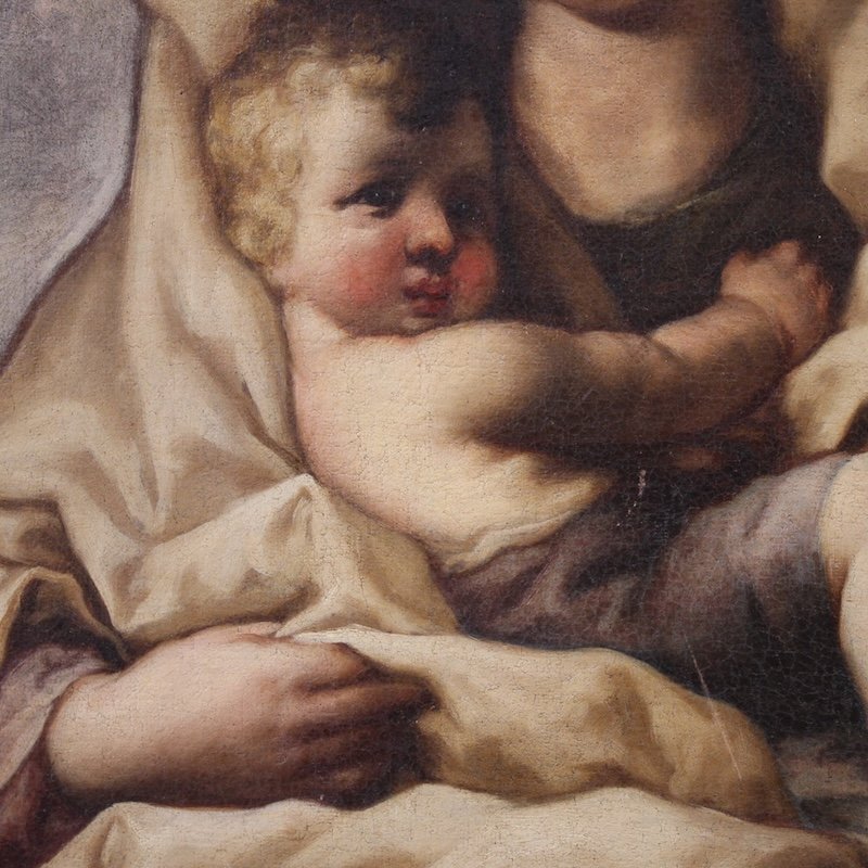Antico dipinto italiano del XVII secolo, Madonna col bambino-photo-3
