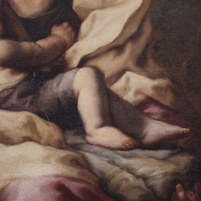 Antico dipinto italiano del XVII secolo, Madonna col bambino-photo-4