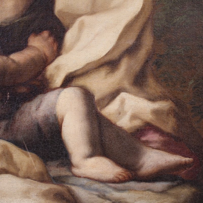 Antico dipinto italiano del XVII secolo, Madonna col bambino-photo-5