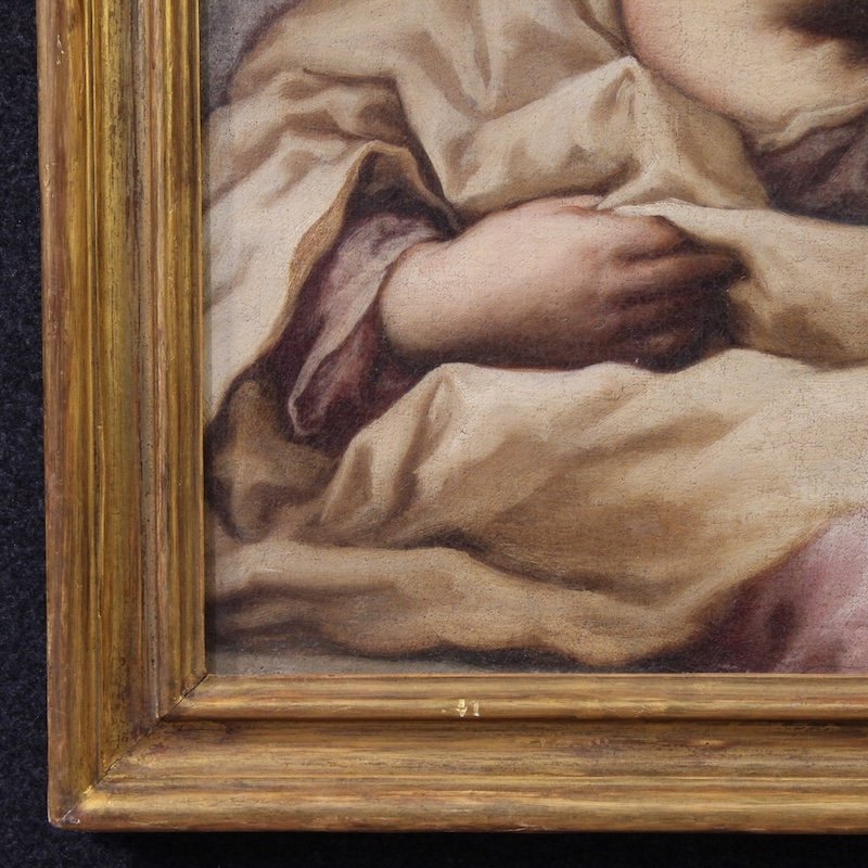 Antico dipinto italiano del XVII secolo, Madonna col bambino-photo-6