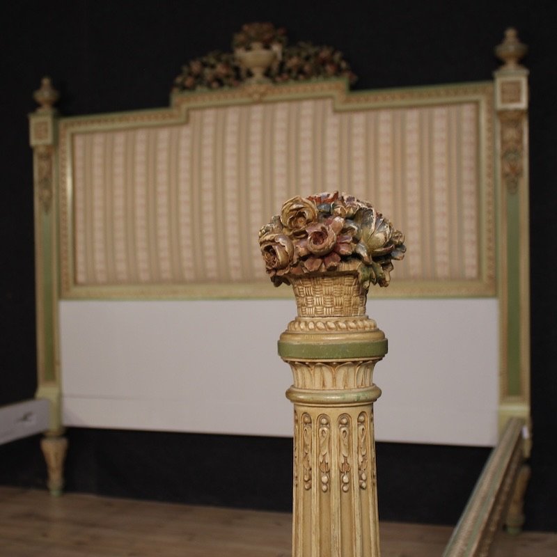 Letto matrimoniale italiano laccato in stile Luigi XVI del XX secolo-photo-4