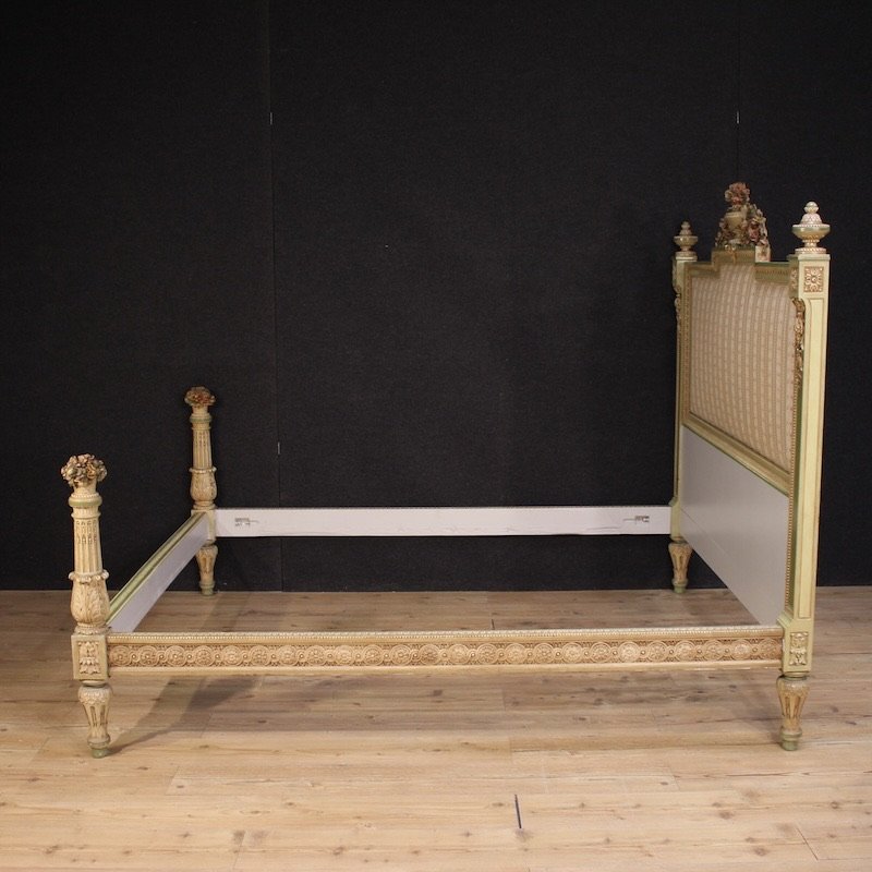Letto matrimoniale italiano laccato in stile Luigi XVI del XX secolo-photo-5