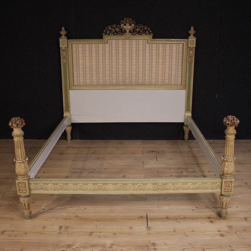 Letto matrimoniale italiano laccato in stile Luigi XVI del XX secolo-photo-8