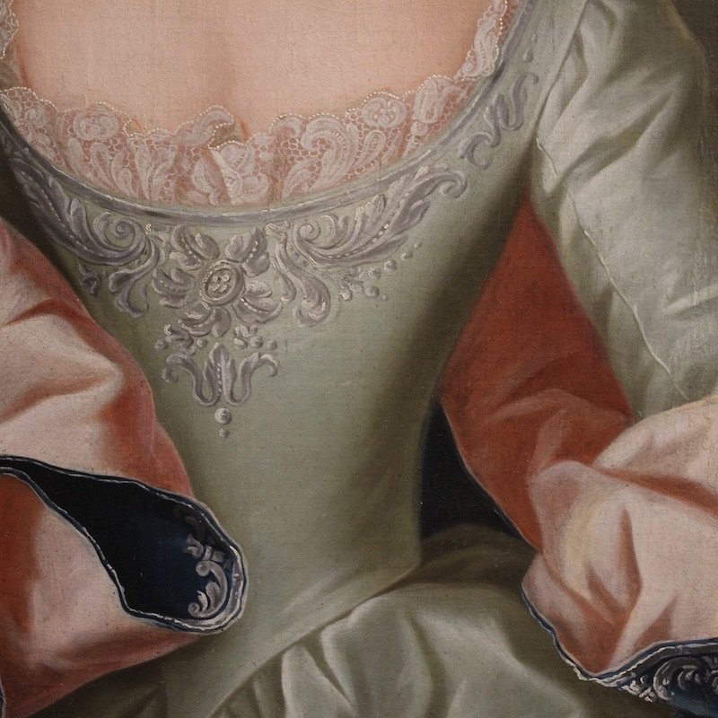 Antico dipinto ritratto di nobildonna del XIX secolo-photo-7