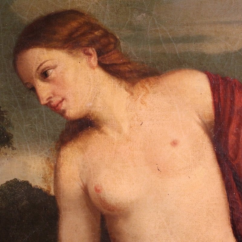 Antico dipinto italiano Amor Sacro del XIX secolo-photo-1