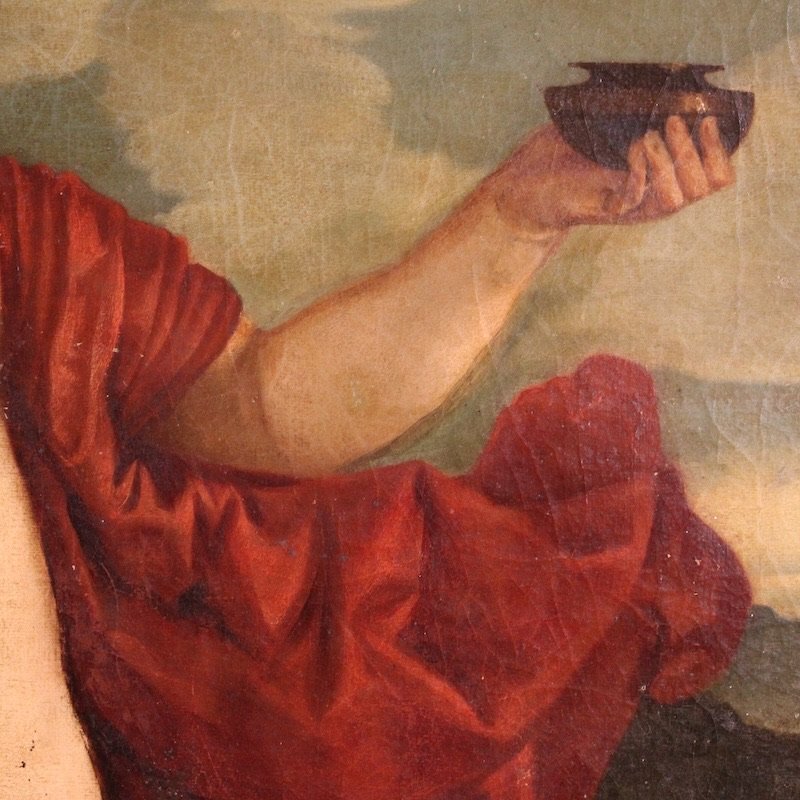 Antico dipinto italiano Amor Sacro del XIX secolo-photo-2