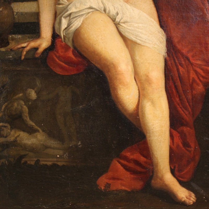 Antico dipinto italiano Amor Sacro del XIX secolo-photo-5