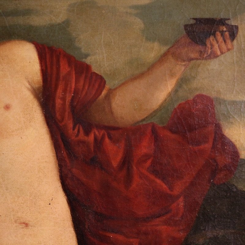 Antico dipinto italiano Amor Sacro del XIX secolo-photo-7