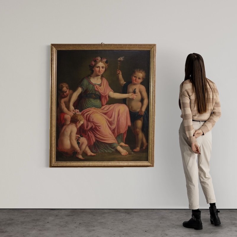 Grande quadro neoclassico del XVIII secolo, l’Aurora che spegne la notte-photo-2