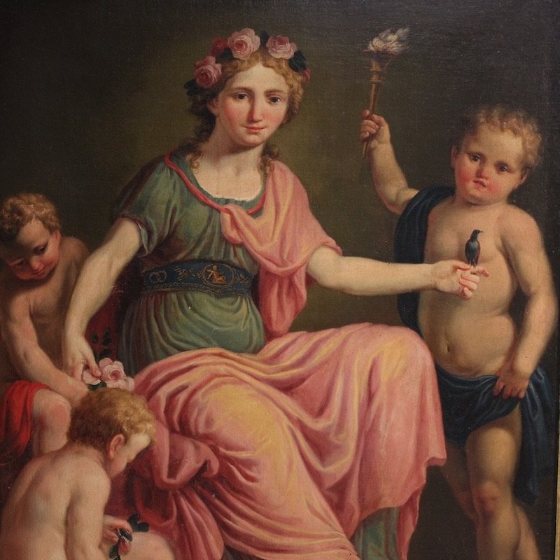 Grande quadro neoclassico del XVIII secolo, l’Aurora che spegne la notte-photo-3