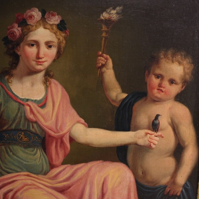 Grande quadro neoclassico del XVIII secolo, l’Aurora che spegne la notte-photo-4