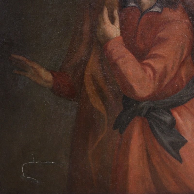 Antico dipinto italiano Giuseppe e la moglie di Putifarre del XVII secolo-photo-6