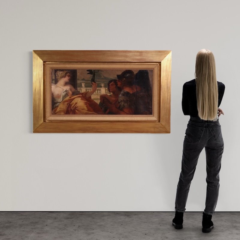 Quadro firmato Pompeo Massani, allegoria della Vittoria-photo-3