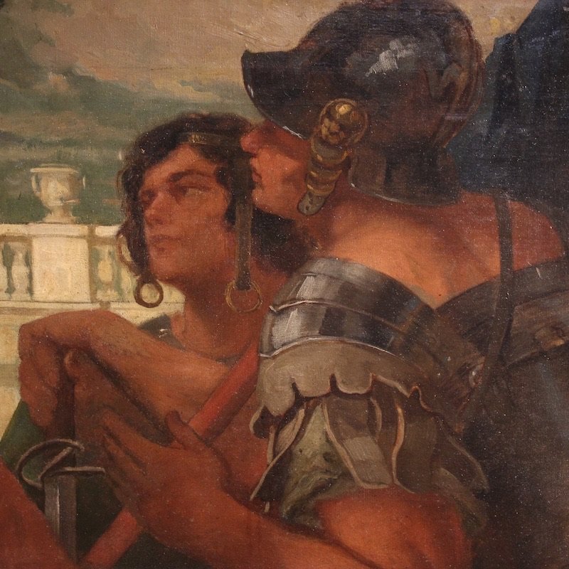 Quadro firmato Pompeo Massani, allegoria della Vittoria-photo-4