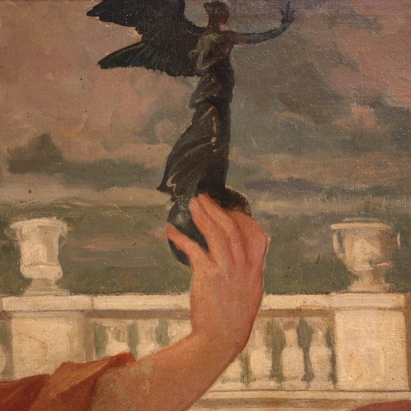 Quadro firmato Pompeo Massani, allegoria della Vittoria-photo-3