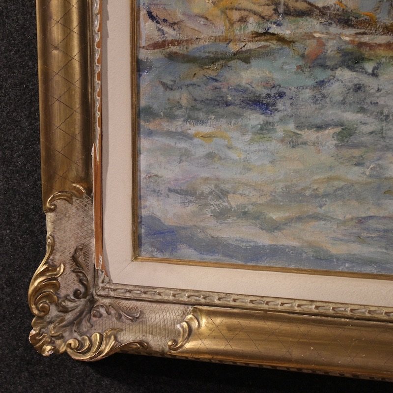 Grande quadro firmato Luigi Mantovani, veduta di Venezia con Palazzo Ducale-photo-5