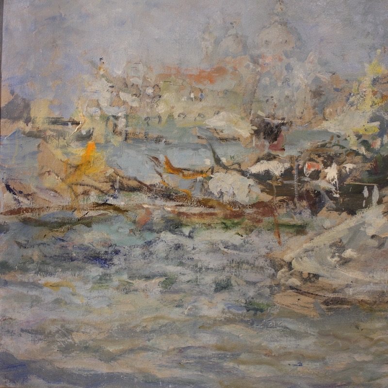 Grande quadro firmato Luigi Mantovani, veduta di Venezia con Palazzo Ducale-photo-6