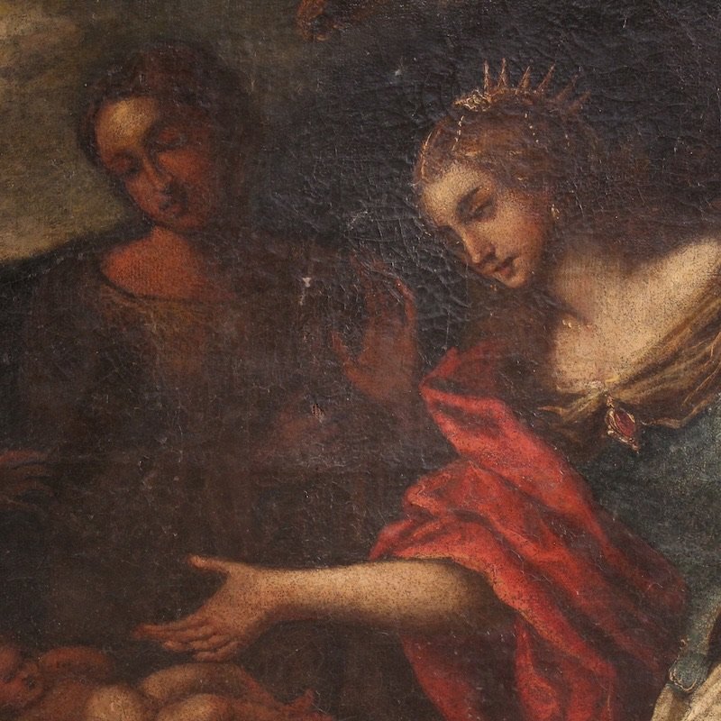 Grande dipinto italiano del XVII secolo, Mosè salvato dalle acque-photo-6
