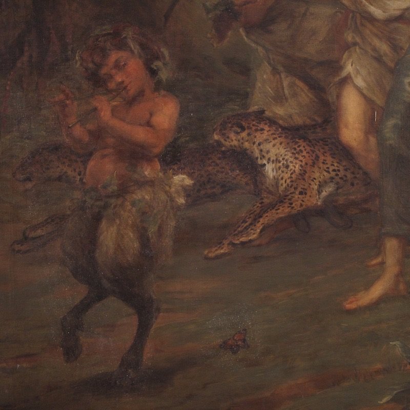 Quadro mitologico firmato Vera Willoughby e datato 1911, baccanale-photo-4