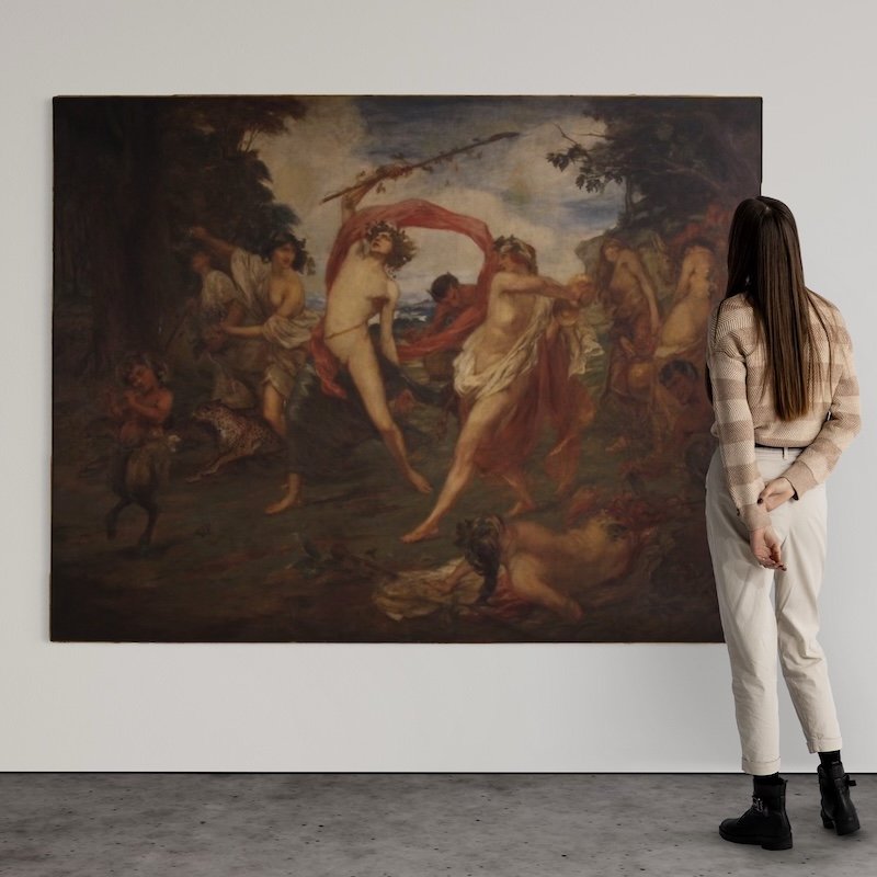 Quadro mitologico firmato Vera Willoughby e datato 1911, baccanale-photo-7