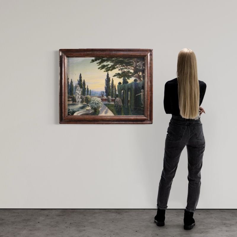 Dipinto italiano paesaggio della prima metà del XX secolo-photo-7