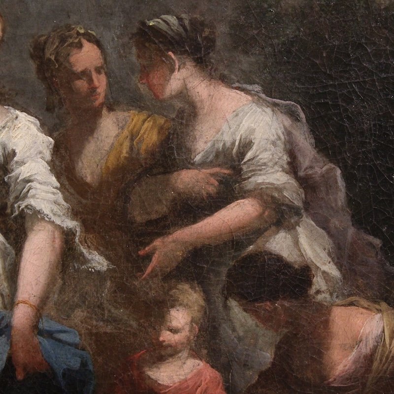 Antico quadro veneziano del XVIII secolo, Mosè salvato dalle acque-photo-5