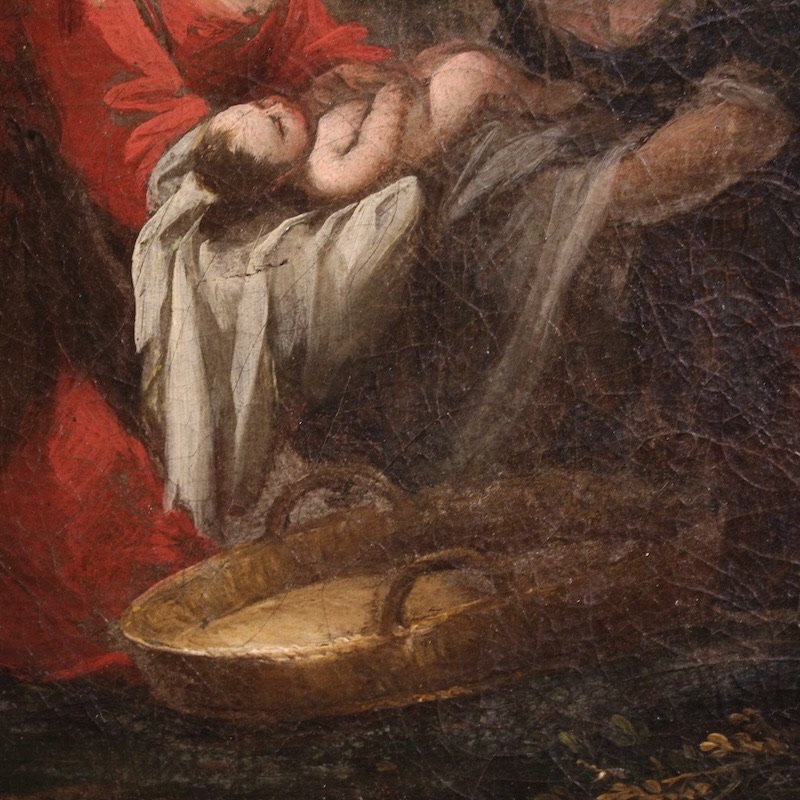 Antico quadro veneziano del XVIII secolo, Mosè salvato dalle acque-photo-6