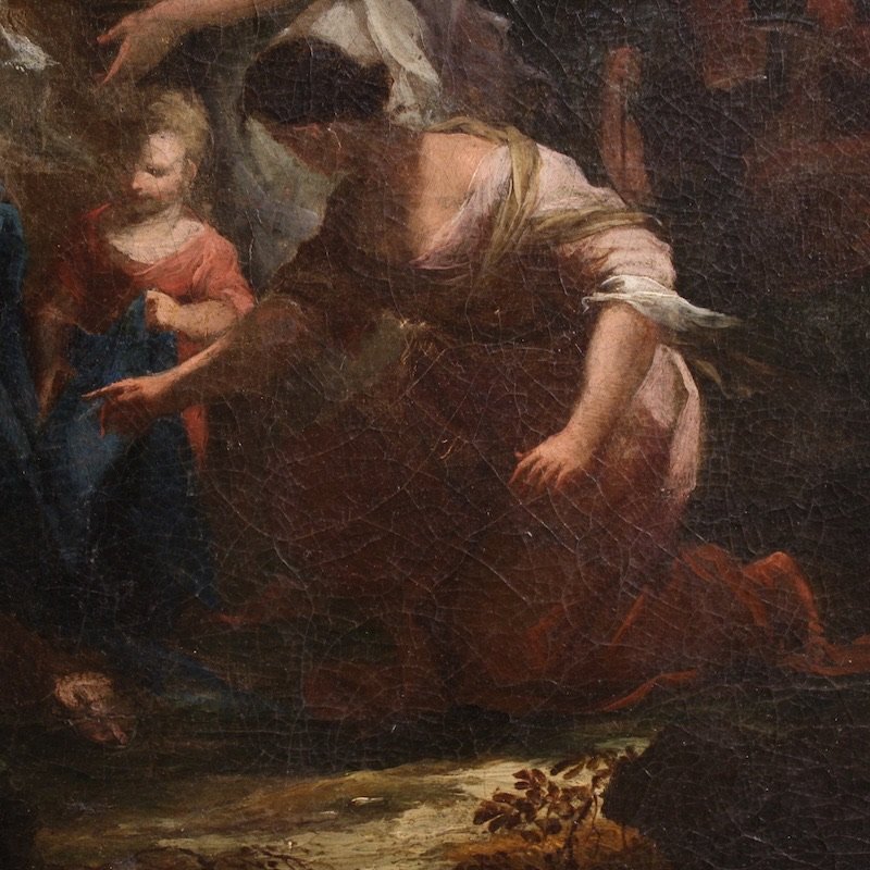 Antico quadro veneziano del XVIII secolo, Mosè salvato dalle acque-photo-7