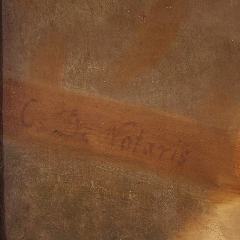 Grande quadro firmato Carlo De Notaris, il profeta Daniele svela a Ciro l’inganno dei sacerdoti-photo-2