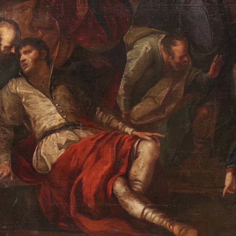 Grande dipinto veneziano del XVI secolo, Cristo e l’adultera-photo-5