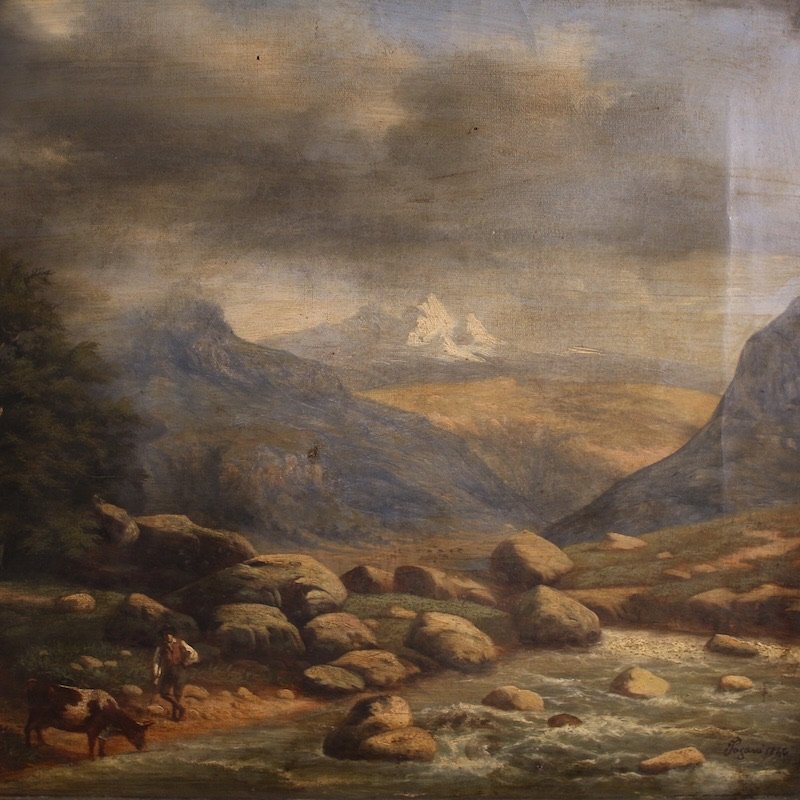 Dipinto italiano, paesaggio firmato e datato 1846-photo-3