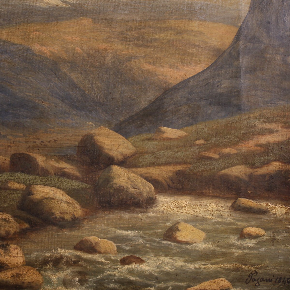 Dipinto italiano, paesaggio firmato e datato 1846-photo-4