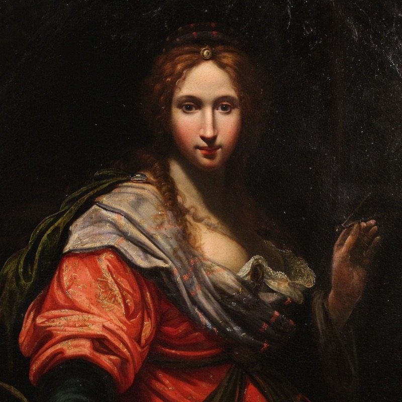 Antico dipinto italiano del XVII secolo, allegoria della magnificenza -photo-2