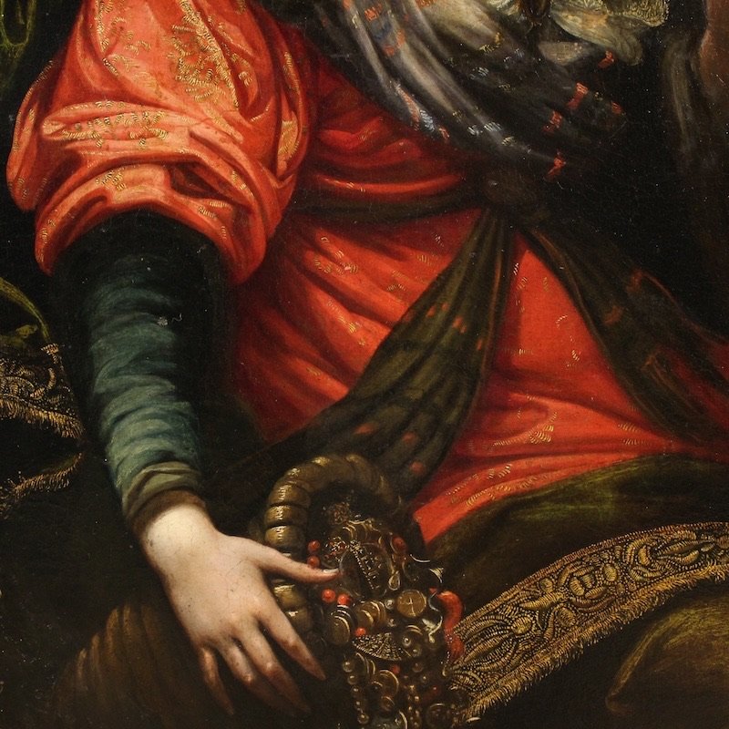 Antico dipinto italiano del XVII secolo, allegoria della magnificenza -photo-2