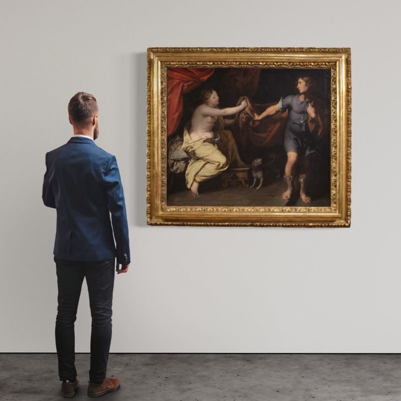  Grande dipinto francese del XVII secolo, Giuseppe e la moglie di Putifarre -photo-6