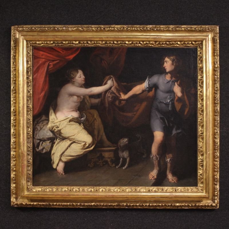  Grande dipinto francese del XVII secolo, Giuseppe e la moglie di Putifarre 