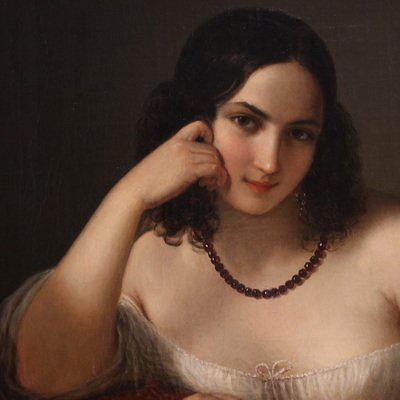 Ritratto di dama firmato N. Schiavoni e datato 1842 -photo-1
